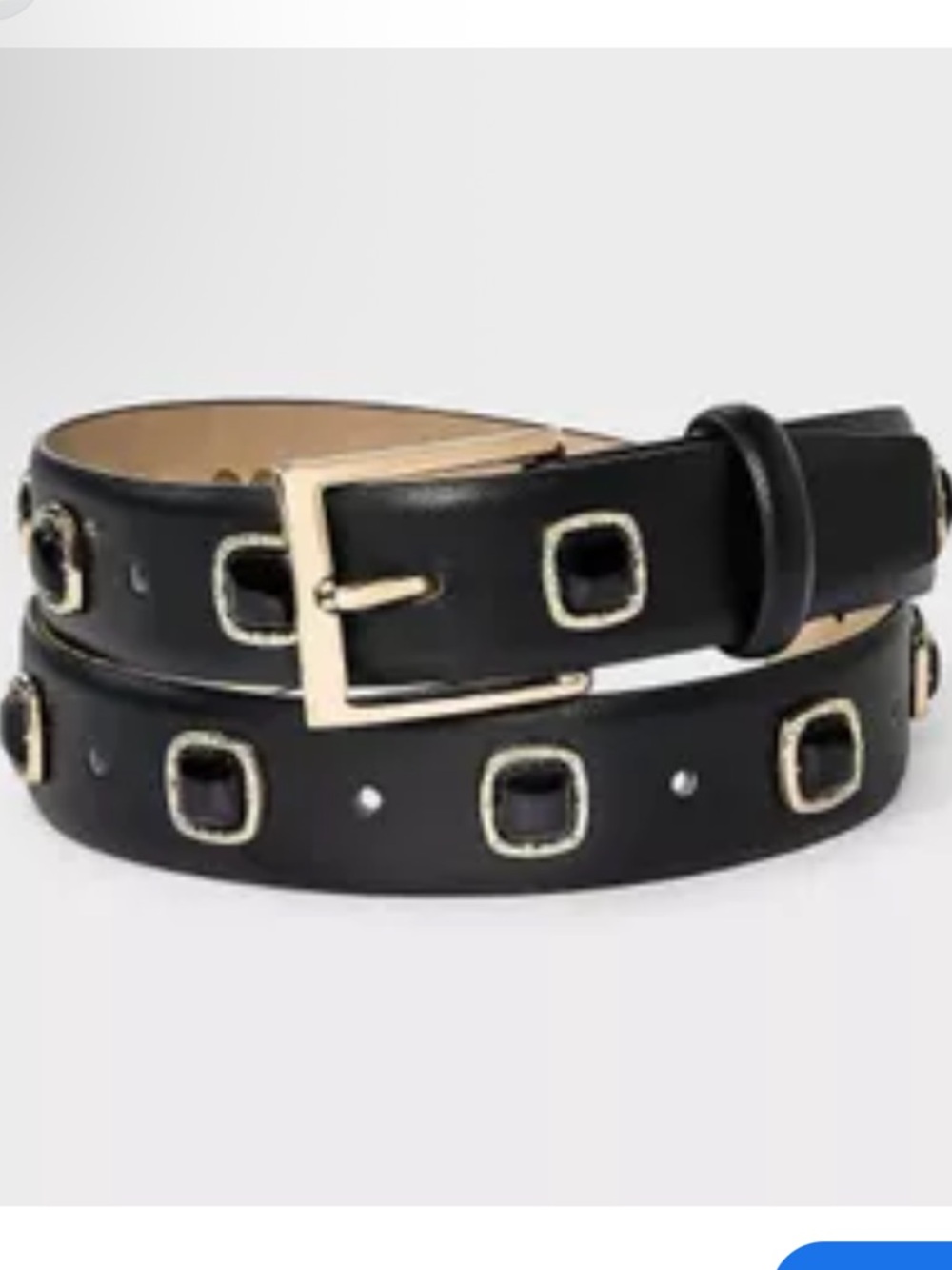 Black faux Leather Strap with Gold-Tone Square Embellishments size L 90’s style